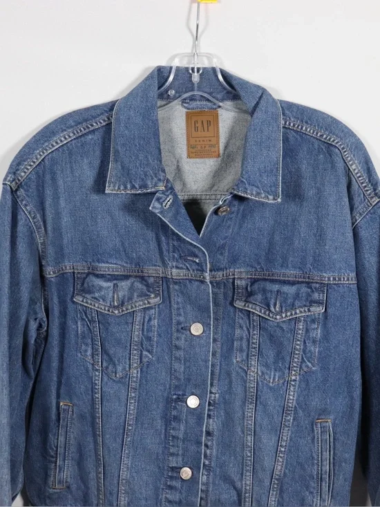 GAP Women’s Denim Jacket Size S Blue Jean Cropped Trucker Classic Casual - Picture 3 of 11
